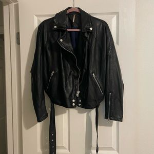 Oversized Free People vegan leather jacket